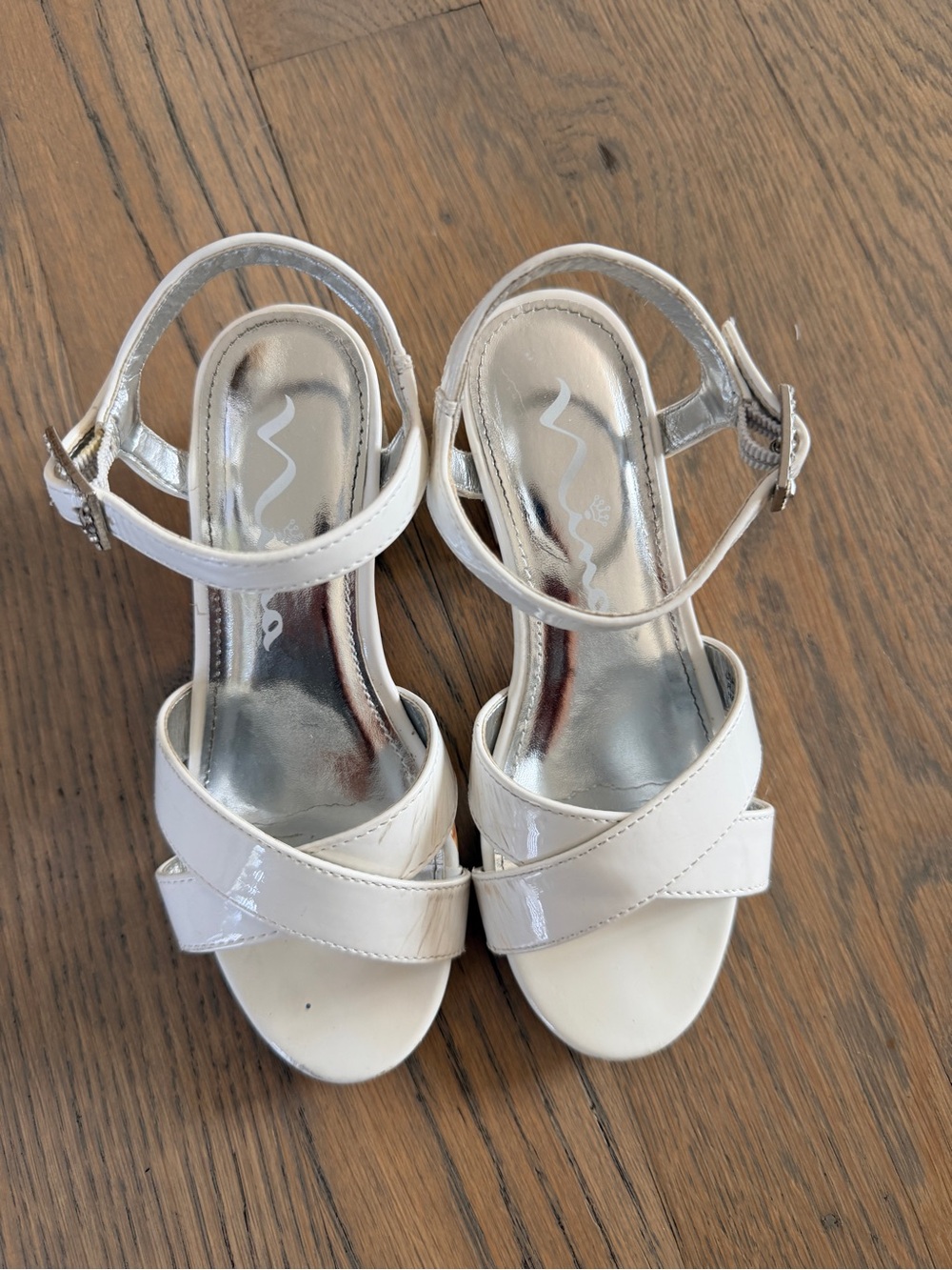 Nina Girls White Patent Dress Sandals with Ankle Strap